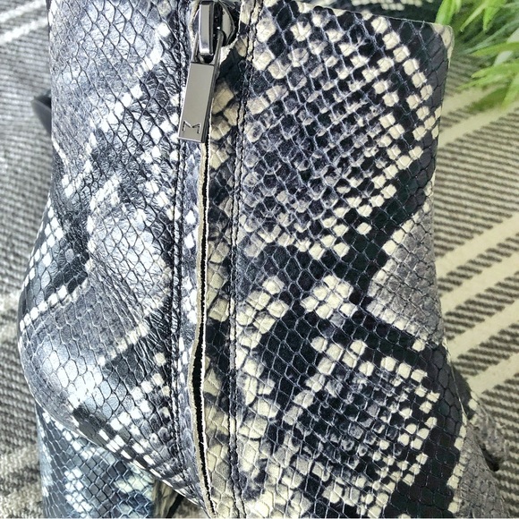 MARC FISHER Jarli Snake Print Leather Heeled Booties - Picture 9 of 13